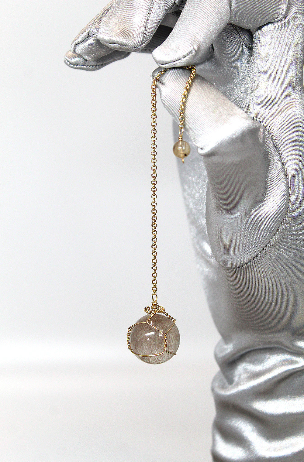 Wrapped Rutilated Quartz Sphere Pendulum - Spring Equinox