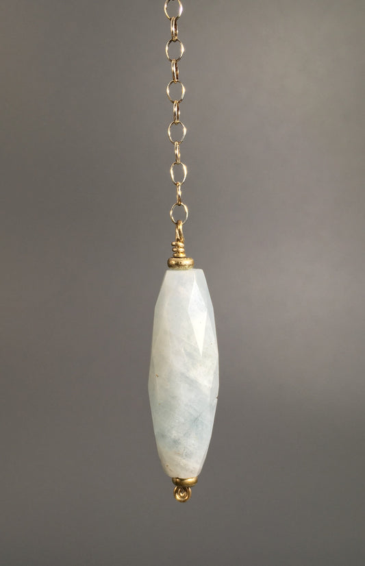 Aquamarine marquiz bead pendulum - Libra Moon